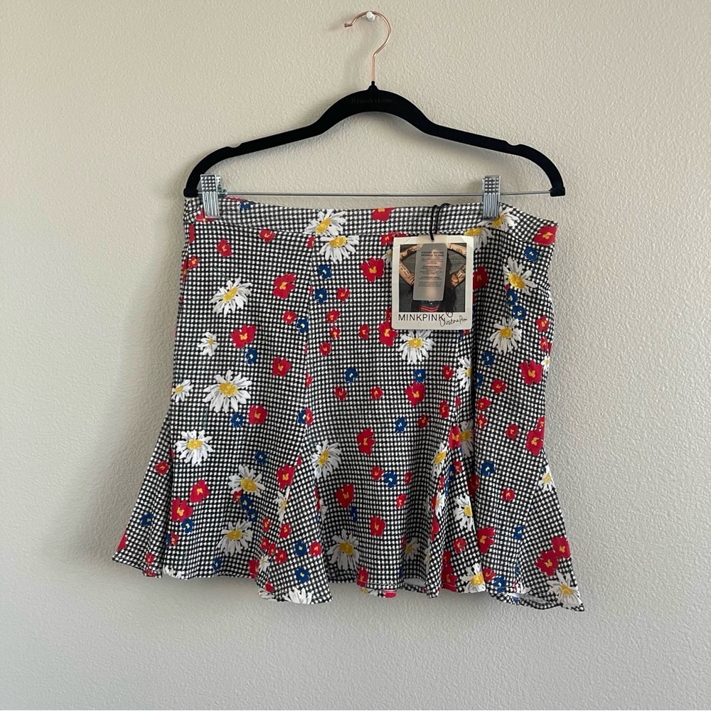 MINKPINK Black and Red Floral Mini Skirt